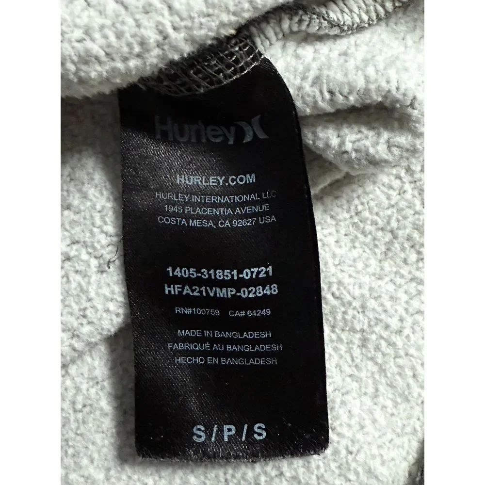 Hurley Hoodie Sweatshirt Mens S Gray Pullover Varsity‎ Stripes Streewtwear